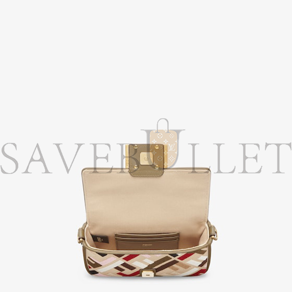 FENDI BAGUETTE MINI CANVAS BAG WITH MULTICOLOR FF EMBROIDERY 8BS017ANH4F1Q6O (20*13*5cm) FENDI BAGUETTE MINI CANVAS BAG WITH MULTICOLOR FF EMBROIDERY 8BS017ANH4F1Q6O (20*13*5cm)